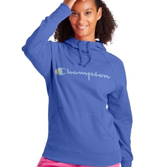 Champion Women's Graphic Fleece Hoodie Size 1X  Plus Power blend Deep Forte Blue - Picture 2 of 11